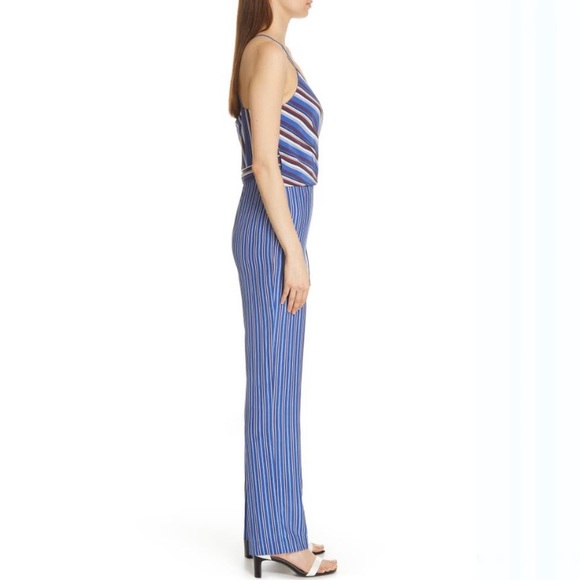 NEW Rag & Bone Felix Red Maroon Blue White 100% Silk Jumpsuit Romper Onesie - Picture 3 of 6